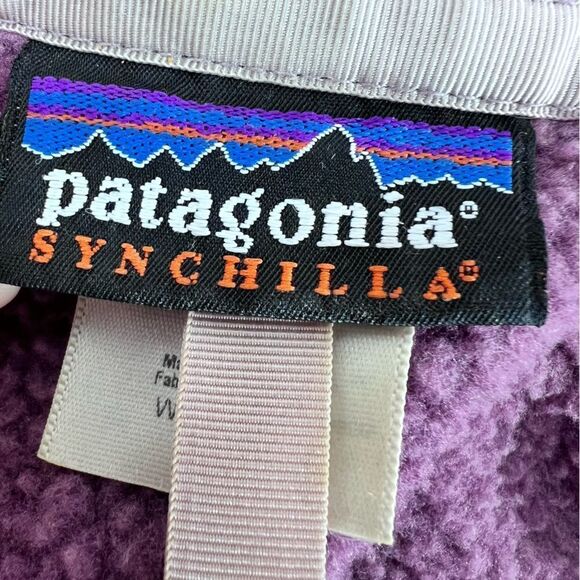 Rare Vintage Patagonia Synchilla Purple Floral Embroidery Full Zip Sherpa Jacket - Picture 7 of 12